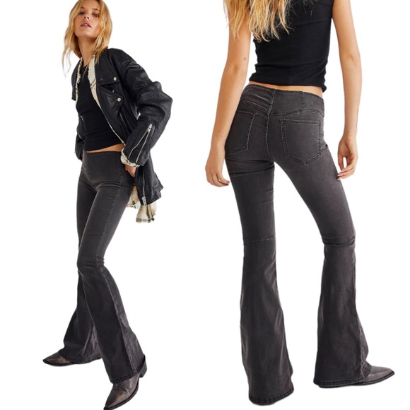 Free People Denim - Free People Penny Pull-On Flare Jeans Washed Black 28 NWT